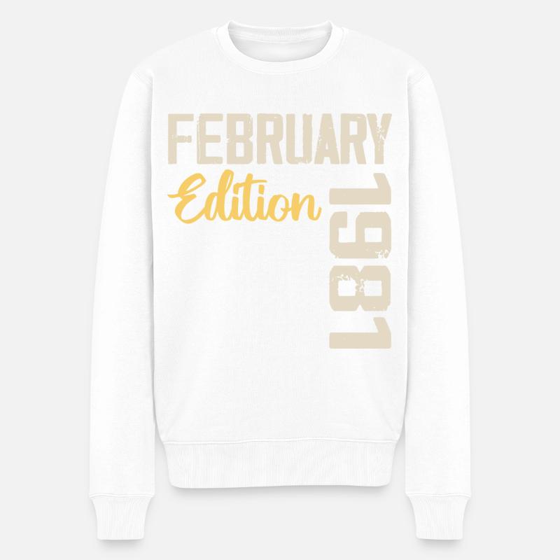 Februar 1976 Geburtstag Februar 1976 Retro - Männer Premium Bio Pullover - Weiß