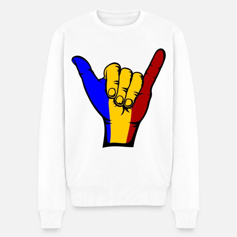 Roumanie Drapeau Surf Symbole - Pull Premium bio Homme - blanc