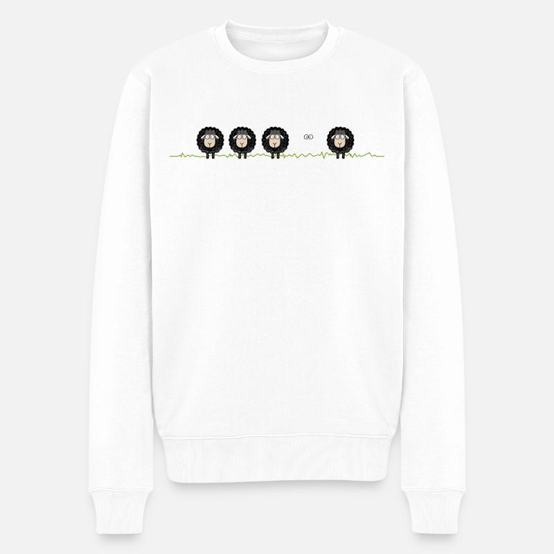 Mouton noir – Motif - Pull Premium bio Homme - blanc