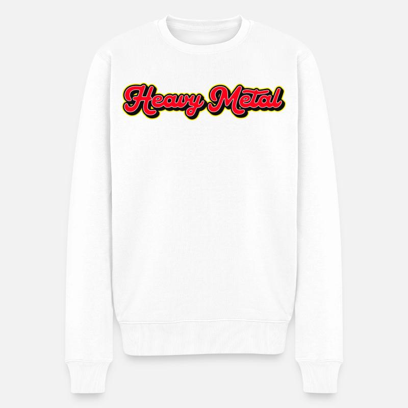 Retro Heavy Metal Typografie - Männer Premium Bio Pullover - Weiß