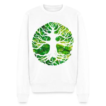 Yggdrasil von Svehen - Männer Premium Bio Pullover - Weiß - Vorne - Thijin (182cm)