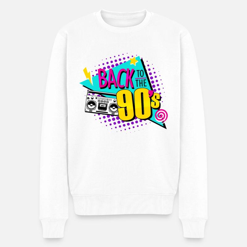 Back to the 90's Ghettoblaster - Pull Premium bio Homme - blanc