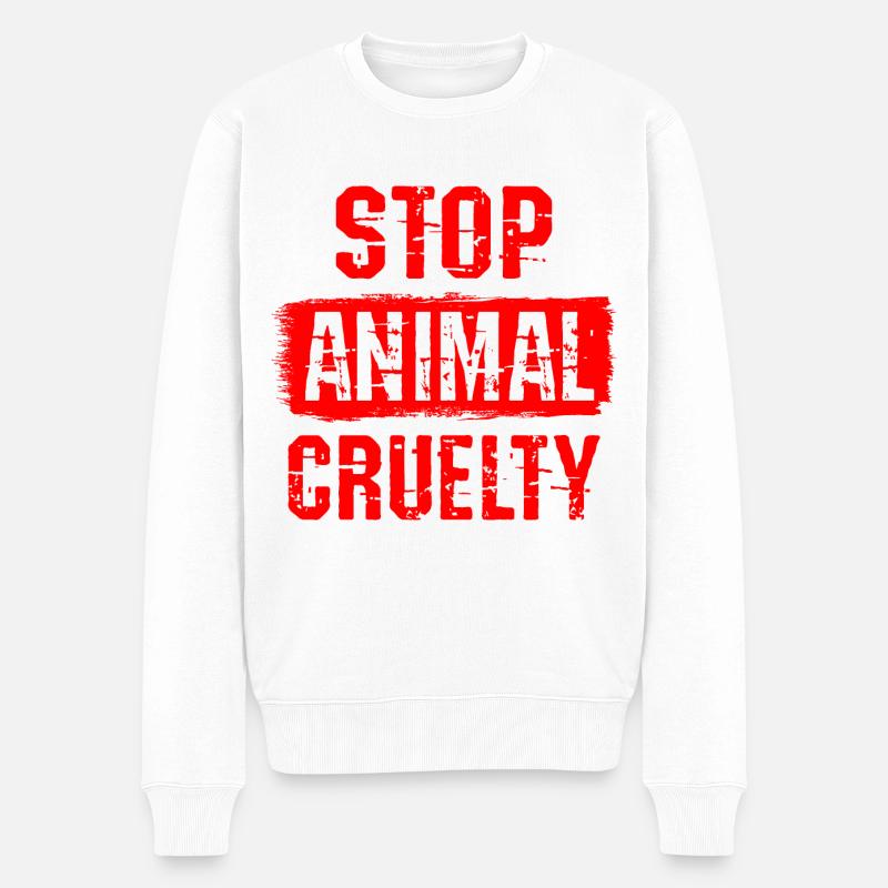 Stopp Tiermisshandlung - Männer Premium Bio Pullover - Weiß