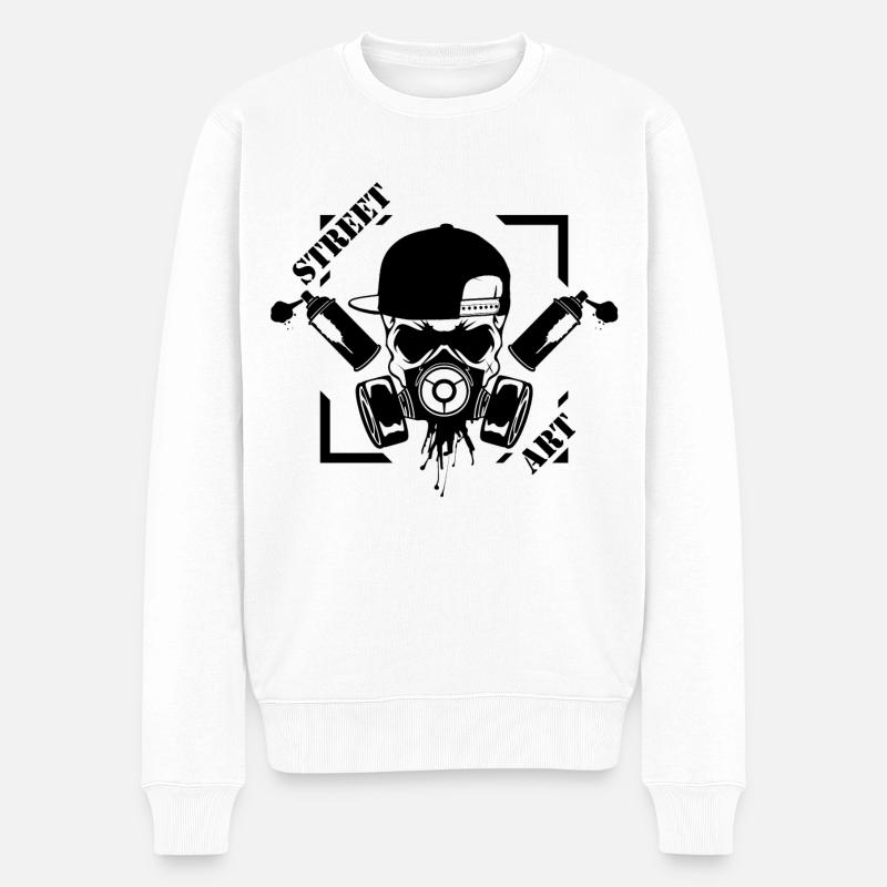 Street Art Sprayer - Männer Premium Bio Pullover - Weiß