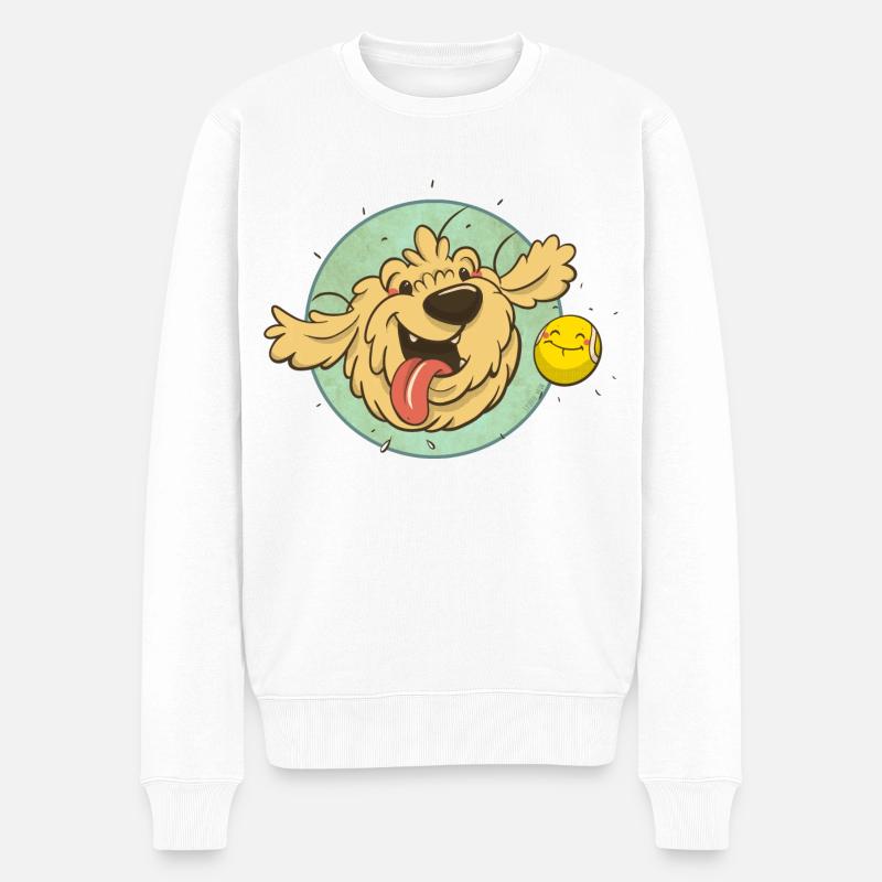 cockapoo Thor avec balle de tennis - Pull Premium bio Homme - blanc