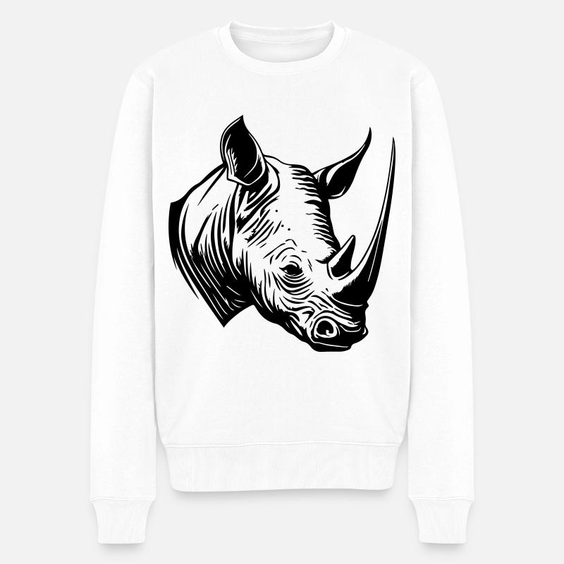 Silhouette animale de rhinocéros - Pull Premium bio Homme - blanc