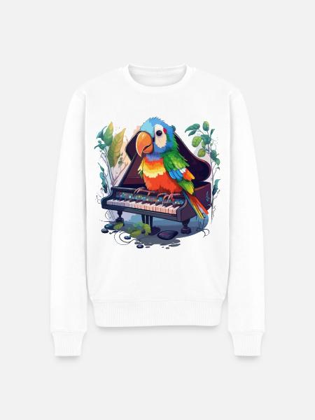 Parrot Pianist - Men's Premium Organic Jumper - white