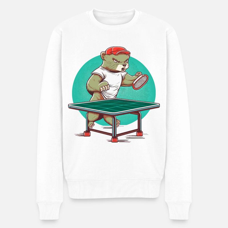 Nerz Tischtennis - Männer Premium Bio Pullover - Weiß