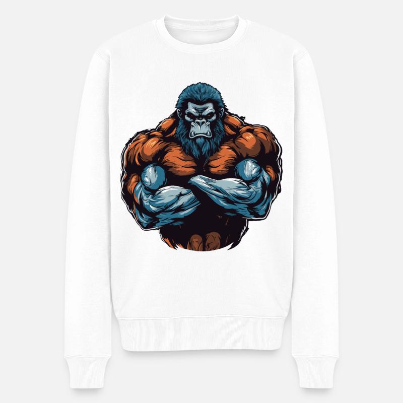 Gorille Muscles De Musculation - Pull Premium bio Homme - blanc