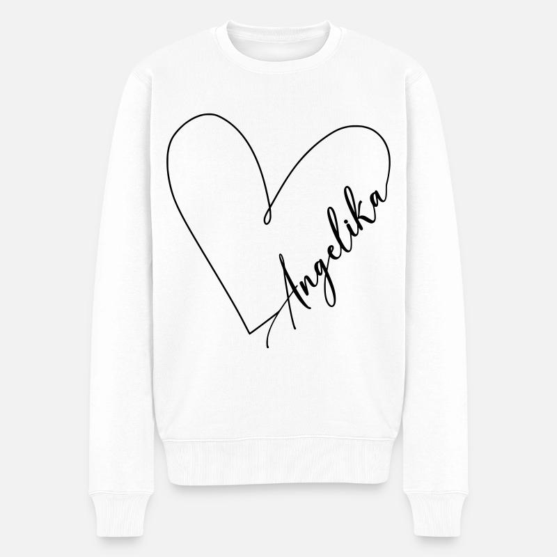 Angelika Name Herzlinie - Männer Premium Bio Pullover - Weiß