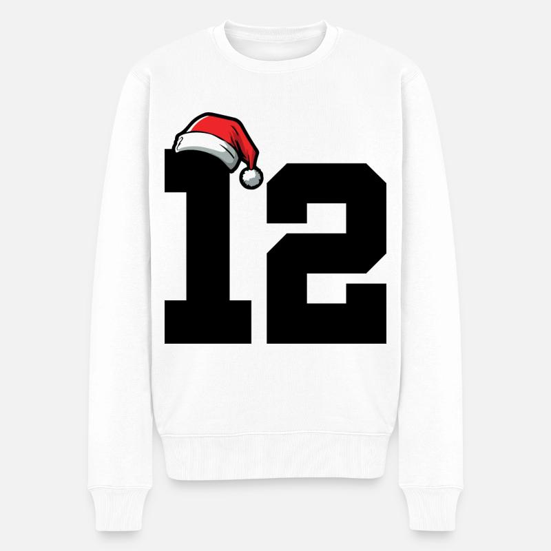 12 Zahl Weihnachten - Männer Premium Bio Pullover - Weiß