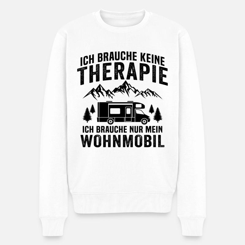 Ich brauche nur mein wohnmobil - Männer Premium Bio Pullover - Weiß