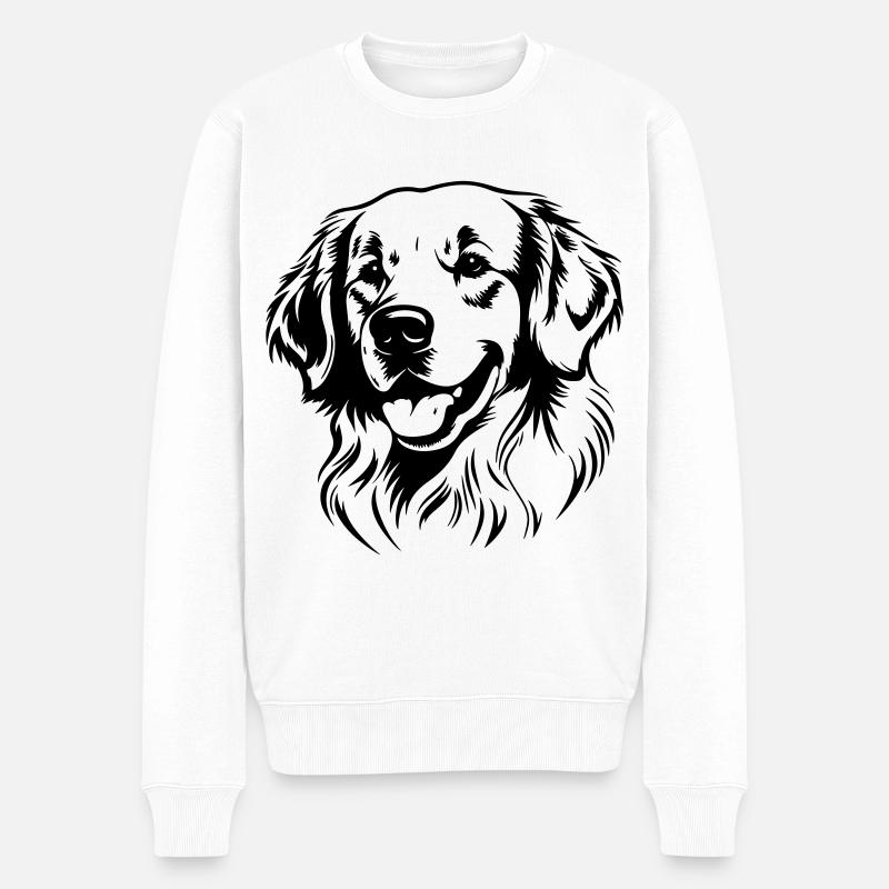 Tête de chien Golden Retriever - Pull Premium bio Homme - blanc