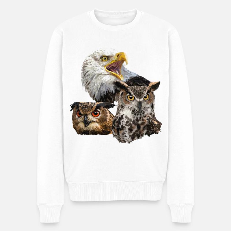 Amerikanischer Pigargo und Eulen - Männer Premium Bio Pullover - Weiß