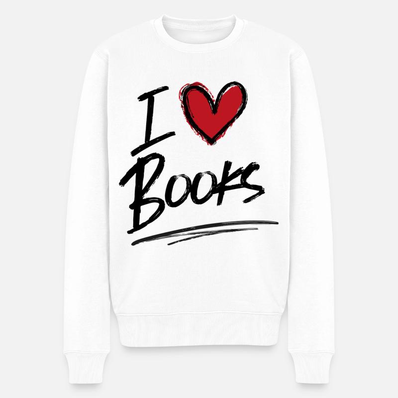 Ich liebe Bücher - Männer Premium Bio Pullover - Weiß