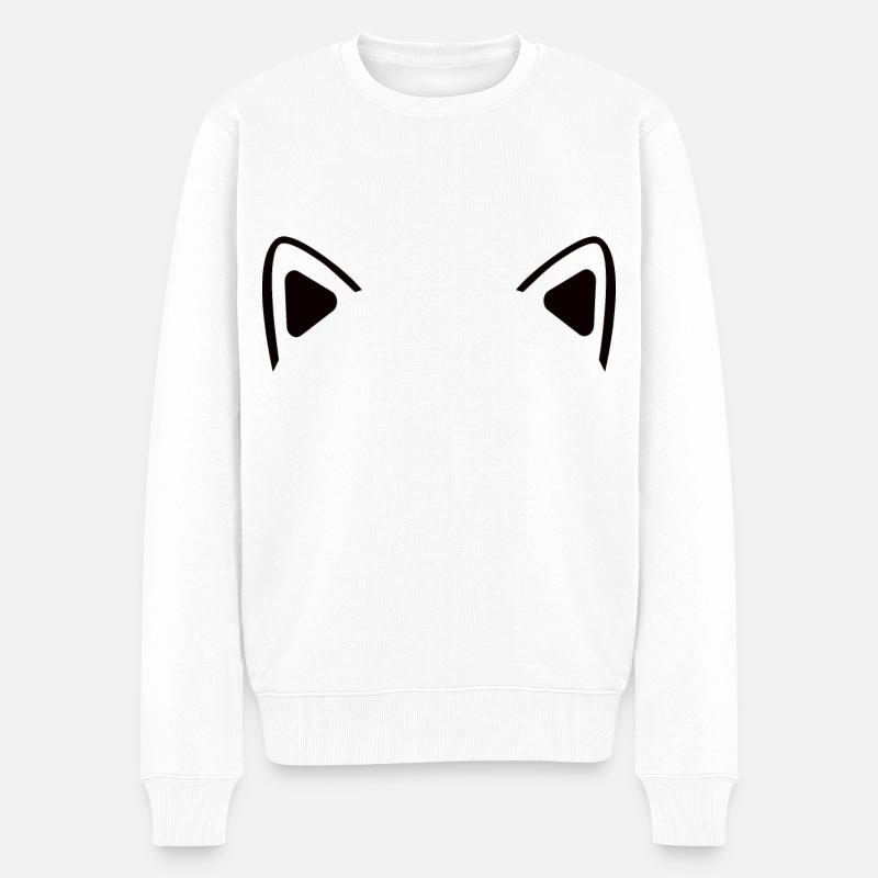 Katzenohren - Männer Premium Bio Pullover - Weiß