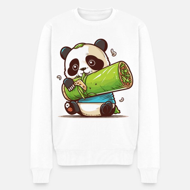 Pandas Episches Burrito-Abenteuer - Männer Premium Bio Pullover - Weiß