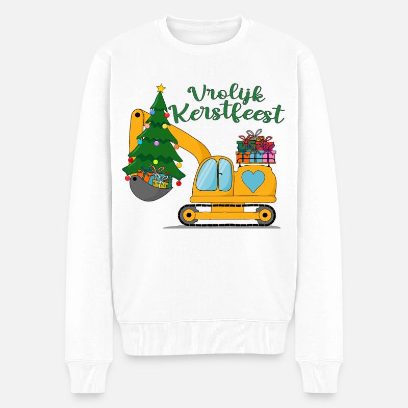 Graafmachine Vrolijk Kerstfeest in het geel - Männer Premium Bio Pullover - Weiß