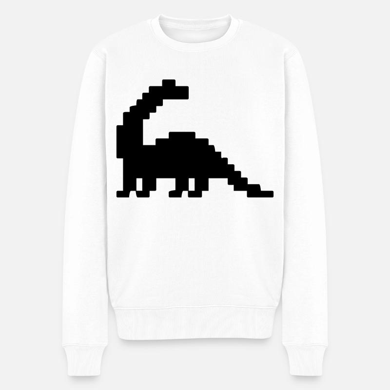 Dinosaure Brontosaure Pixel - Pull Premium bio Homme - blanc