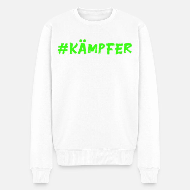 Kämpfer - neongrün - Glücksbringer - Männer Premium Bio Pullover - Weiß