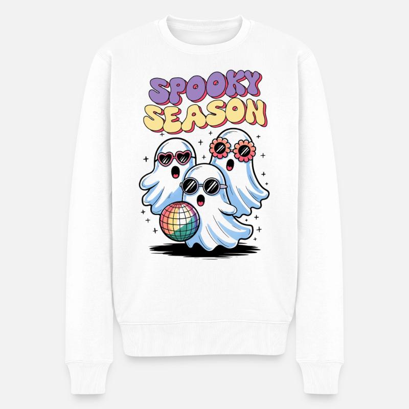 Ghost Halloween Saison effrayante - Pull Premium bio Homme - blanc