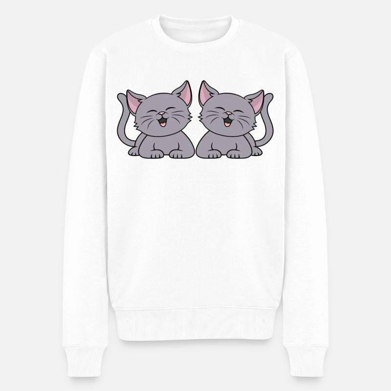 Mignon chaton drôle chats propriétaire de chat - Pull Premium bio Homme - blanc