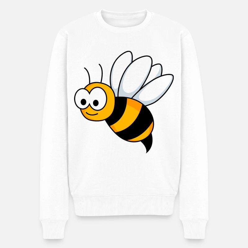 Honigbiene Comic Tier - Männer Premium Bio Pullover - Weiß