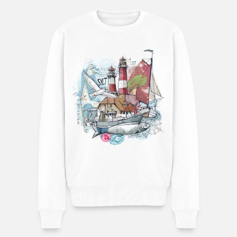 Sylt Illustration - Pull Premium bio Homme - blanc