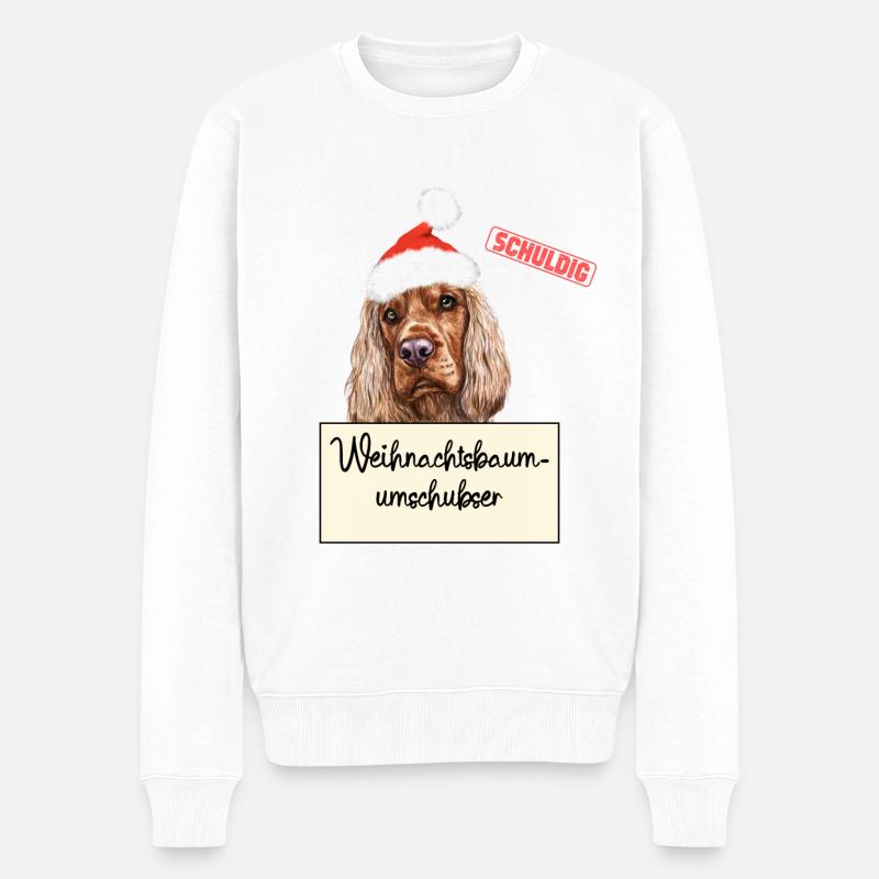 Weihnachtsbaum Umschubser Englischer Cocker Spanie - Männer Premium Bio Pullover - Weiß