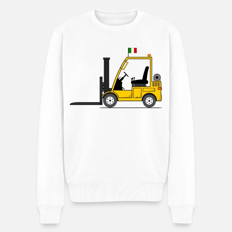 Chariot élévateur Italie Drapeau - Pull Premium bio Homme - blanc