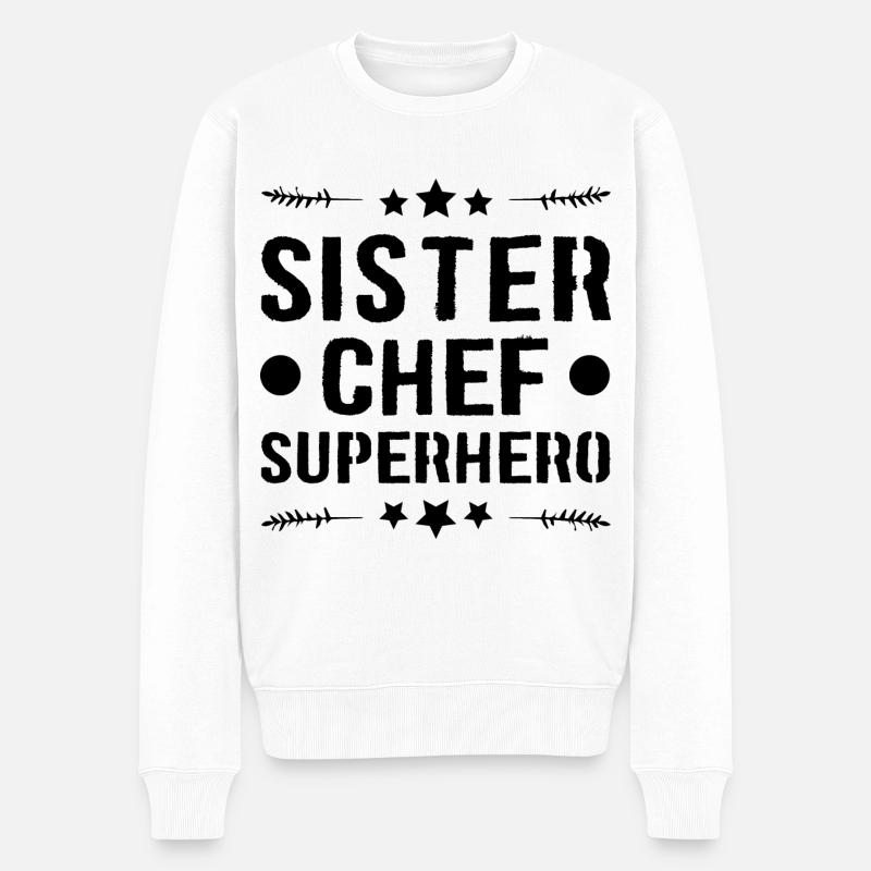 Schwester Chef Superheld - Männer Premium Bio Pullover - Weiß