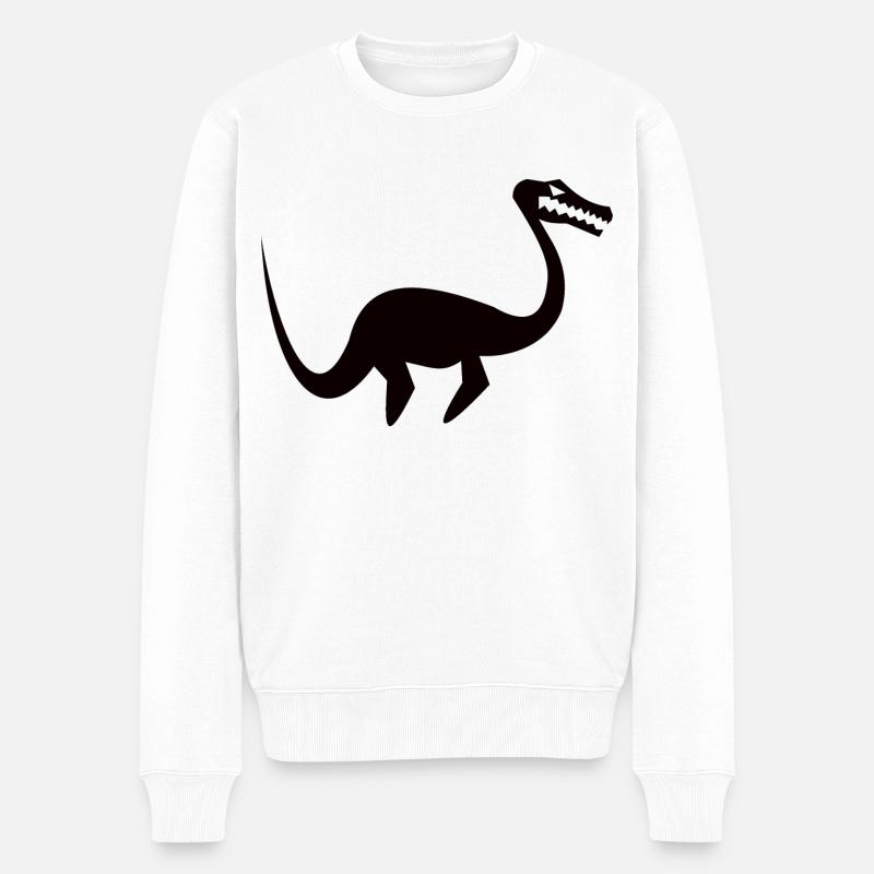 cooles Plesiosaurus-Silhouetten-Design - Männer Premium Bio Pullover - Weiß