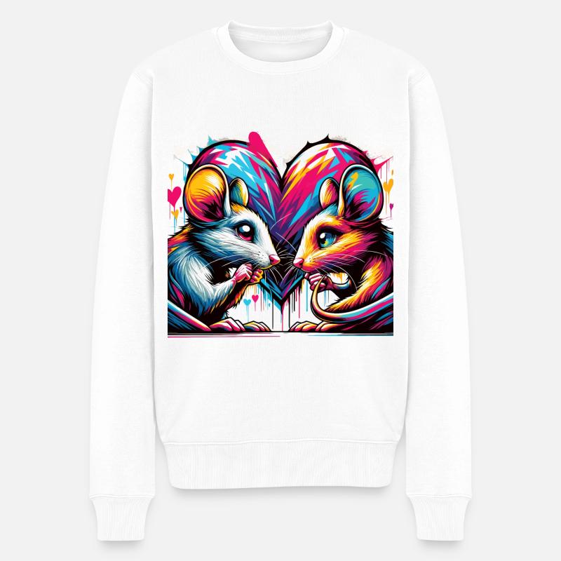 Verliebte Mäuse Liebe Herz Graffiti Street Art - Männer Premium Bio Pullover - Weiß