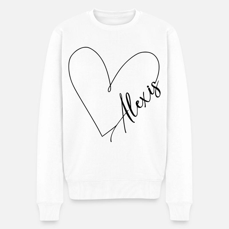 Ligne de coeur du nom d’Alexis - Pull Premium bio Homme - blanc