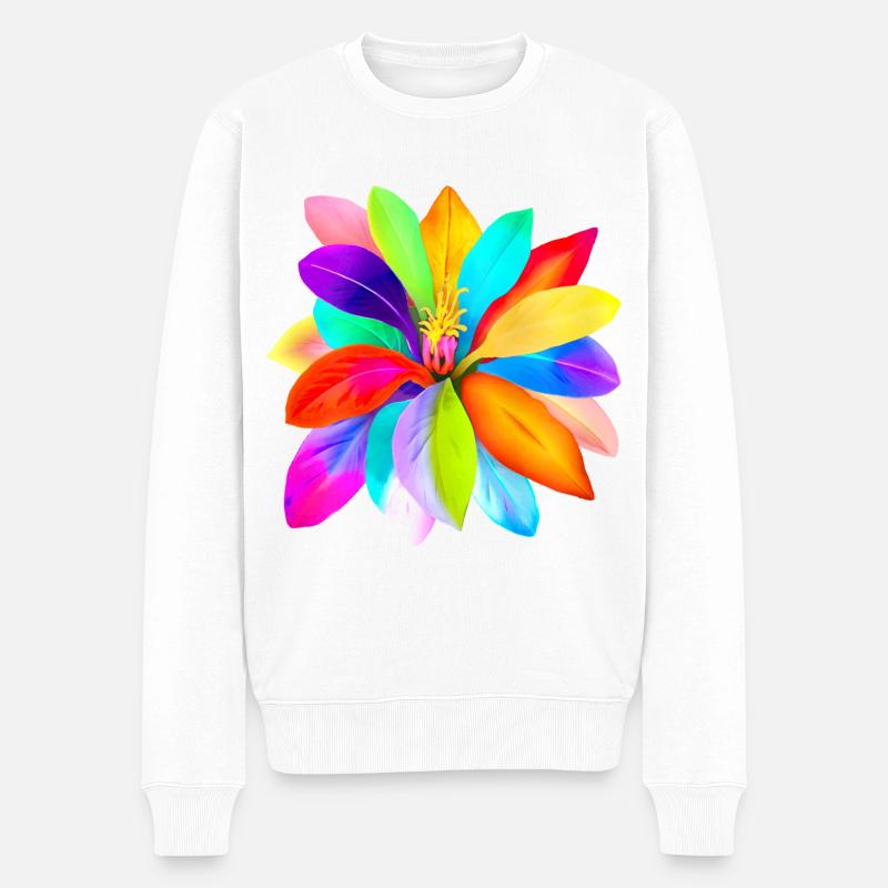 Regenbogenblume der Vielfalt, Toleranz und Liebe - Männer Premium Bio Pullover - Weiß