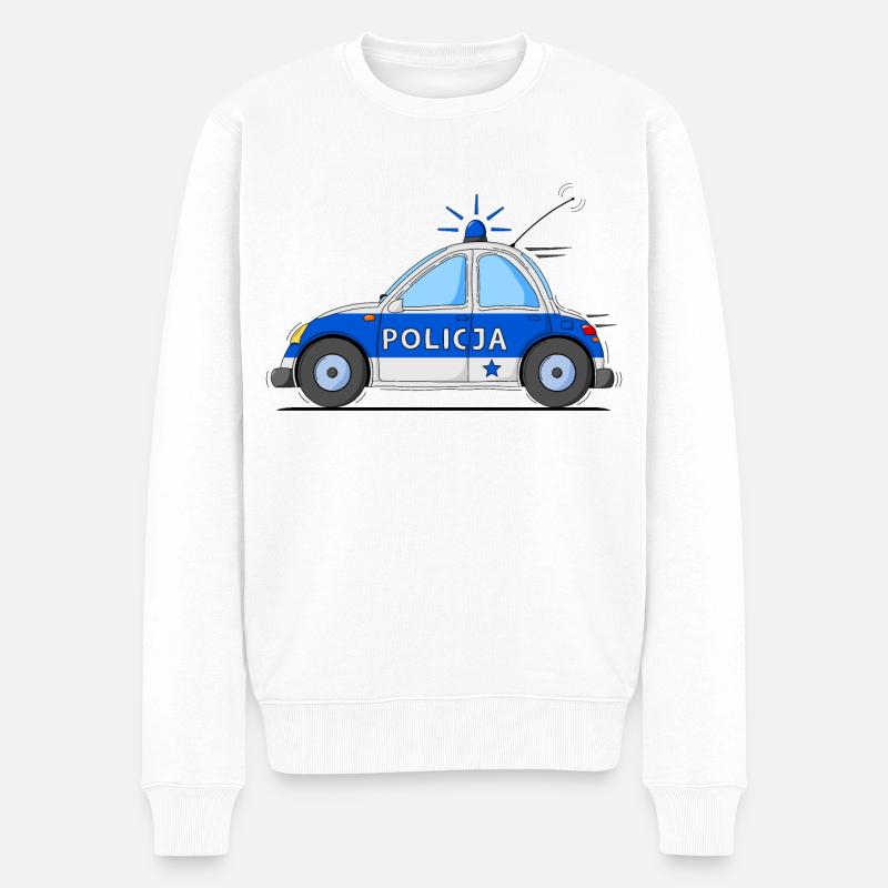 Polizeiauto Policja Blau - Männer Premium Bio Pullover - Weiß