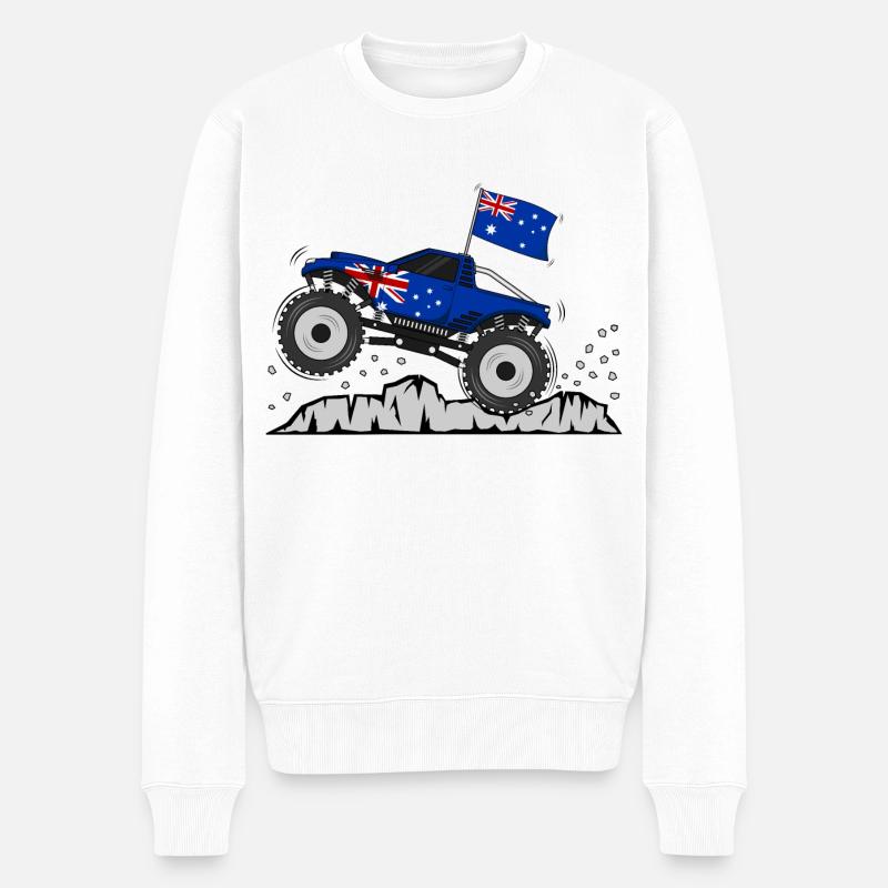 Monstertruck Australien Flagge - Männer Premium Bio Pullover - Weiß