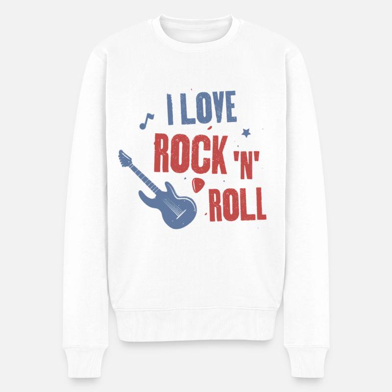 Ich liebe Rock'n'Roll - Männer Premium Bio Pullover - Weiß