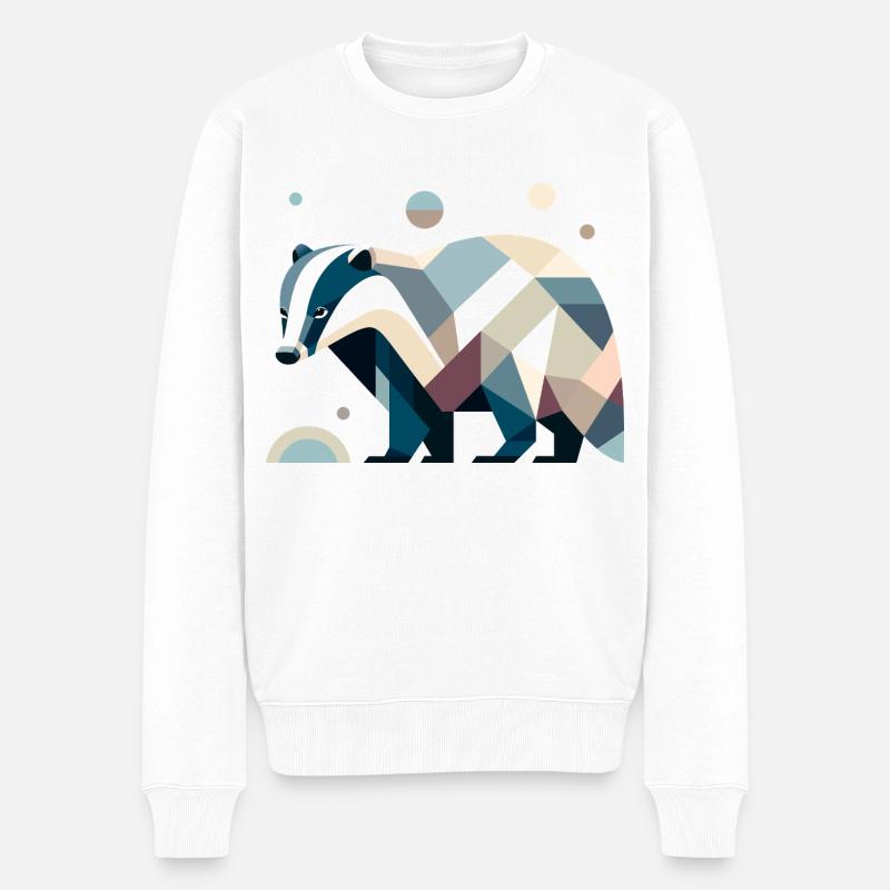 Geometrischer Dachs - Männer Premium Bio Pullover - Weiß
