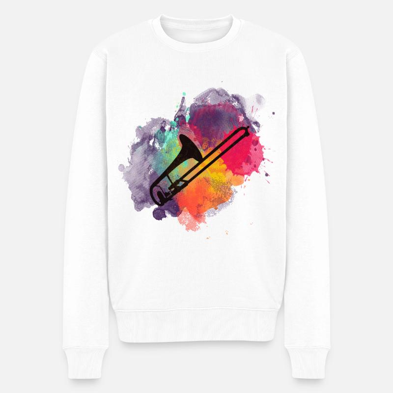 Musique de soufflage de Trombone - design élégant pour les musiciens - Pull Premium bio Homme - blanc