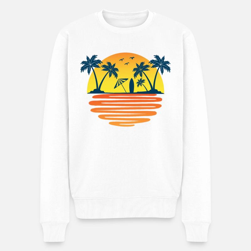 Palmen Sommer Sonne Meer und Strand - Männer Premium Bio Pullover - Weiß