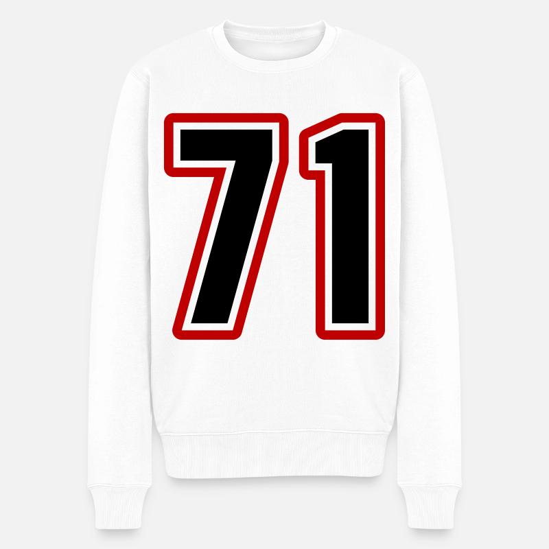 71 symbole de nombre - Pull Premium bio Homme - blanc