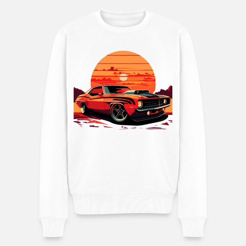 Muscle Car V8 - Männer Premium Bio Pullover - Weiß