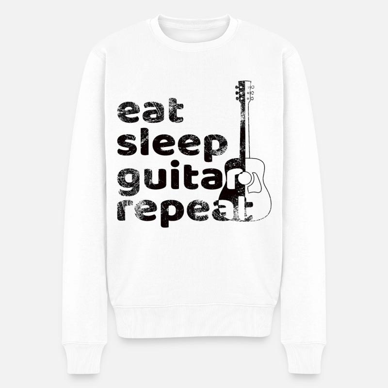 Eat Sleep Guitar Repeat - Pull Premium bio Homme - blanc