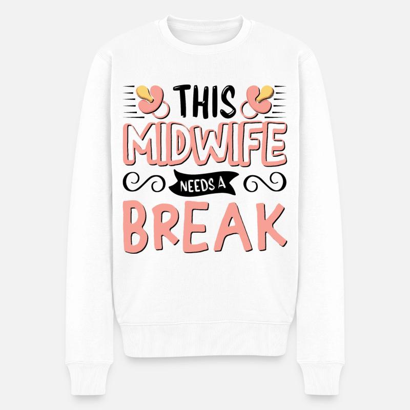 This Midwife needs a break - Männer Premium Bio Pullover - Weiß