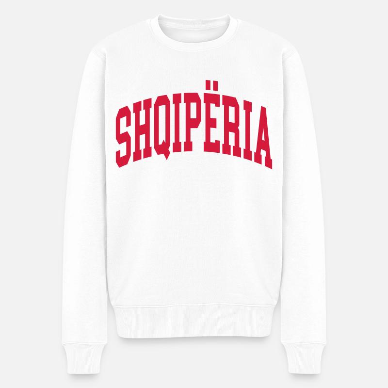 Albanien - Männer Premium Bio Pullover - Weiß