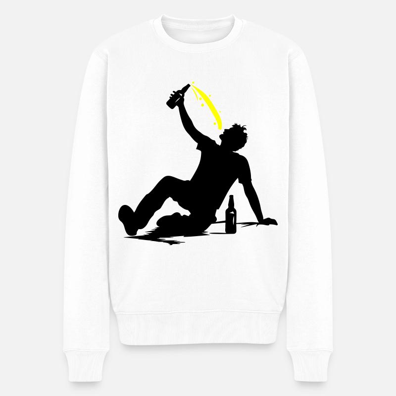 Drinking Bier Silhouette - Männer Premium Bio Pullover - Weiß