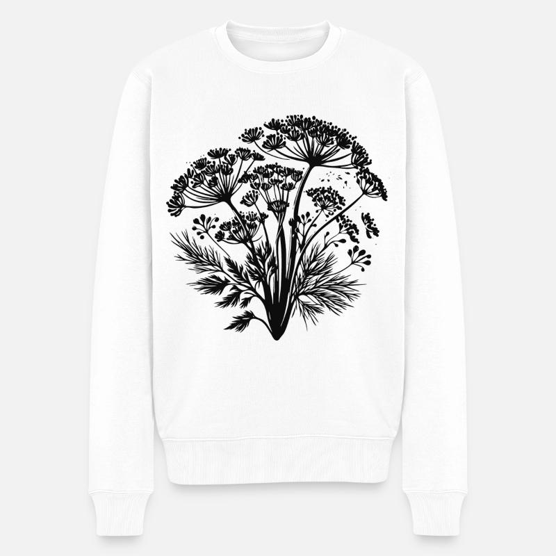 Fenchel Silhouetten – Kräuter mit Stil - Männer Premium Bio Pullover - Weiß