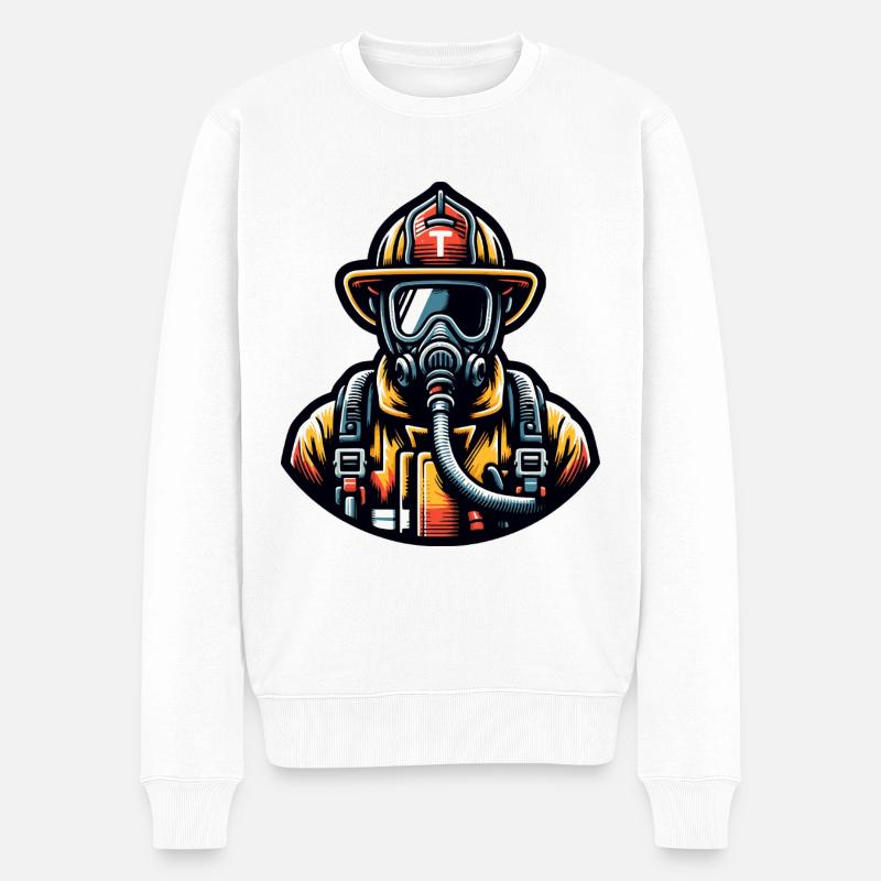 Pompier héroïque en action - Pull Premium bio Homme - blanc