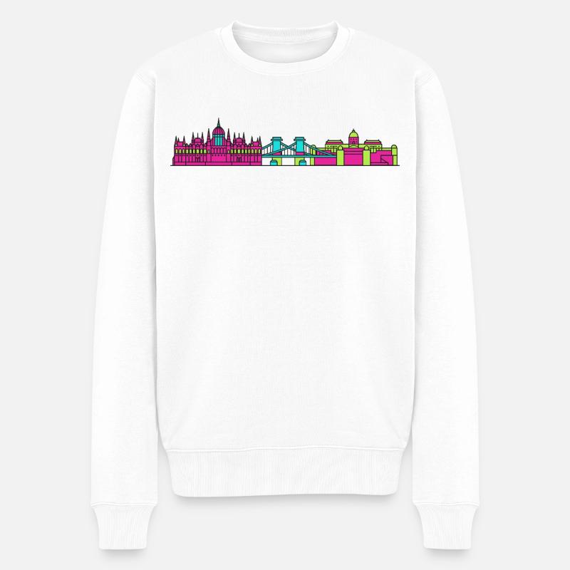 Budapester Stadtskyline-Parlament: Moderne Kunst - Männer Premium Bio Pullover - Weiß